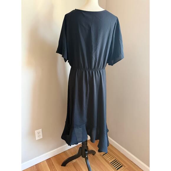 Black Whimsygoth Fairy Midi Dress | Flowy Batwing Sleeves | Witchy Romantic | XL - Picture 3 of 8